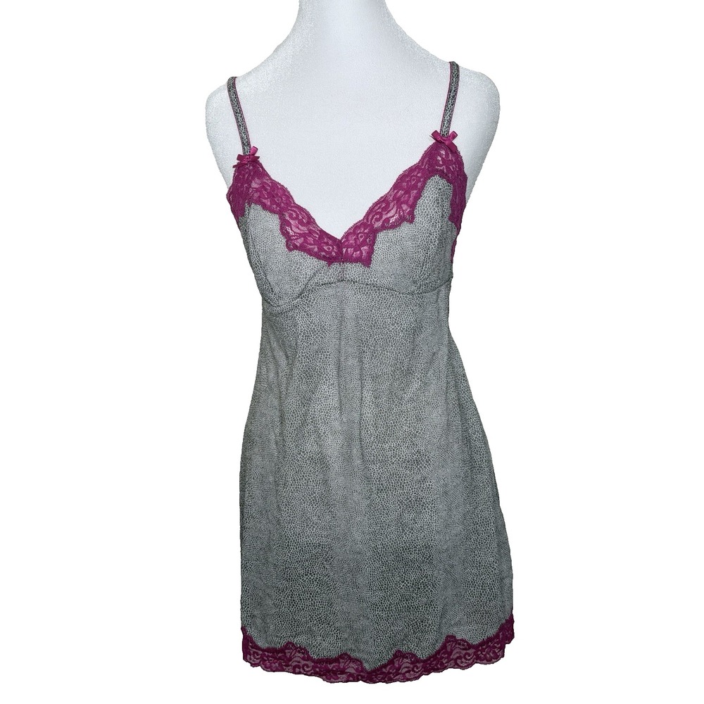 Y2k Victoria Secret Babydoll Slip Dress Scalloped‎ Lace Sheer Mesh Nightie